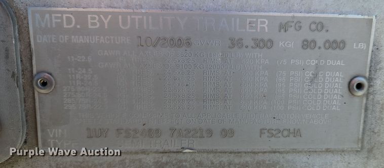 image for item LB9623 2007 Utility FS2CHA  flatbed trailer