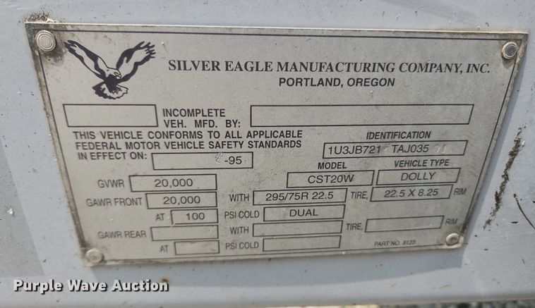 image for item OK9568 1996 Silver Eagle CST20W  trailer dolly