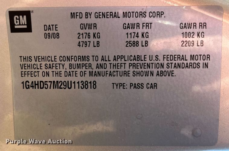 image for item DP2167 2009 Buick Lucerne CXL