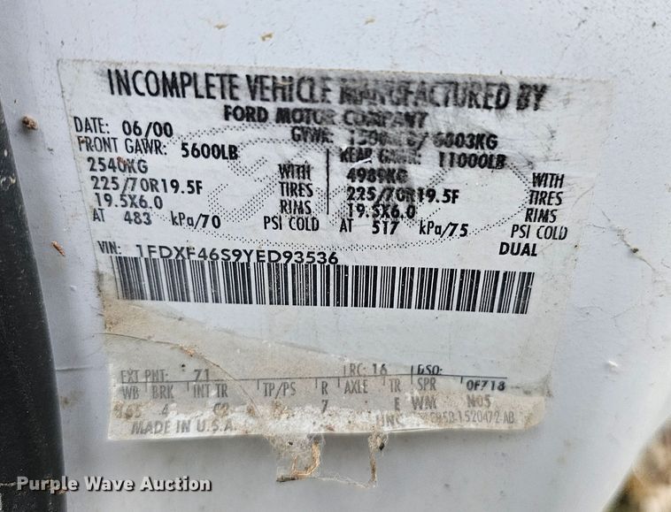 image for item DQ8569 2000 Ford F450 Super Duty  box truck