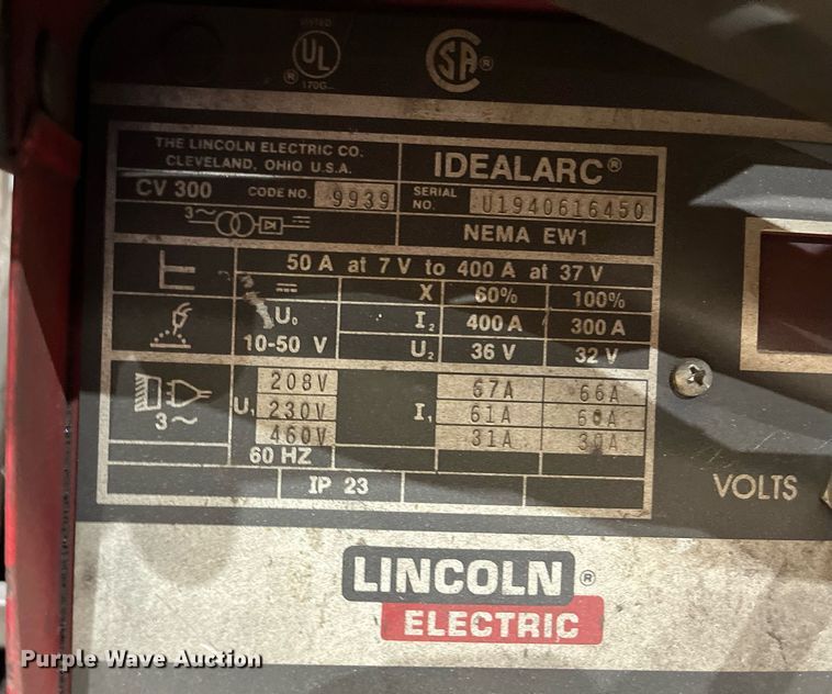image for item EI0581 Lincoln Idealarc CV-300  welder