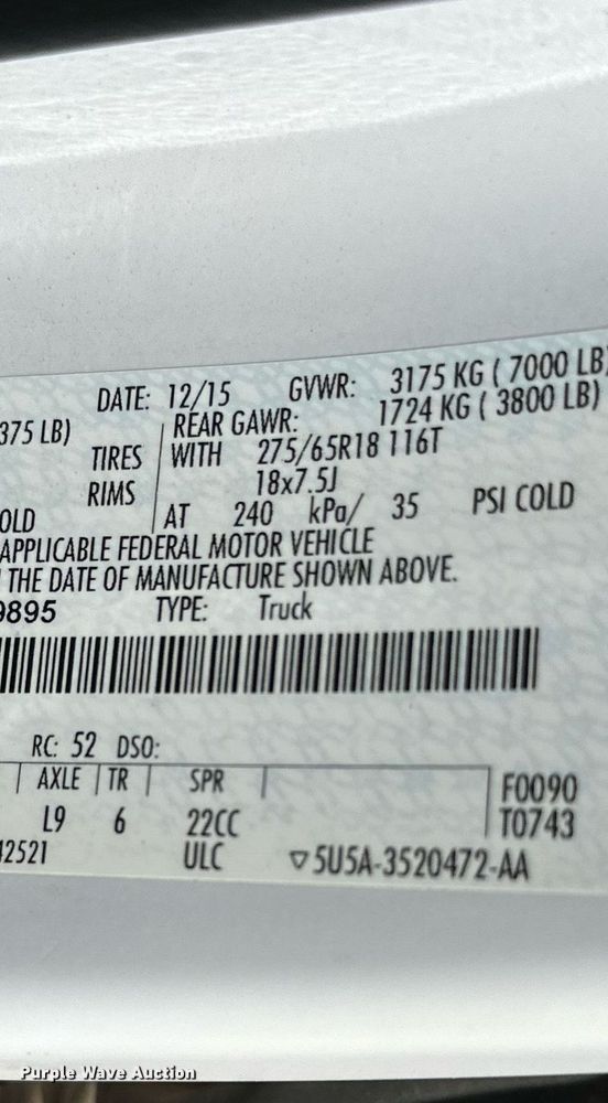 image for item IB9300 2016 Ford F150  SuperCrew pickup truck