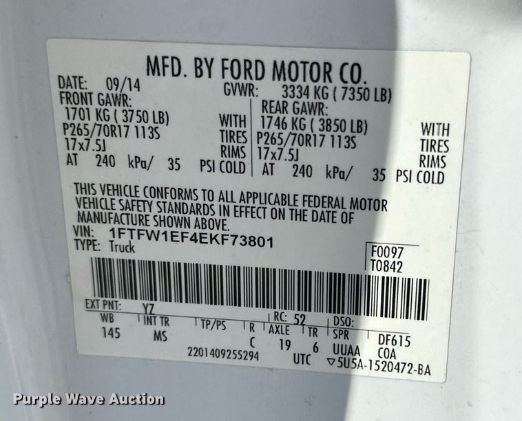 image for item IB9302 2014 Ford F150  SuperCrew pickup truck