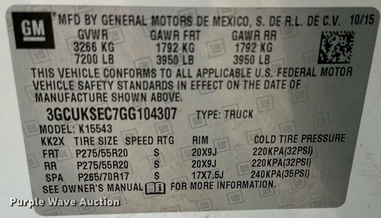 image for item IB9303 2016 Chevrolet Silverado 1500  Crew Cab pickup truck