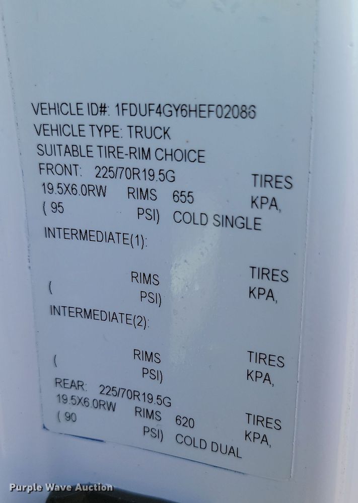 image for item LD9097 2017 Ford F450 Super Duty XL box truck