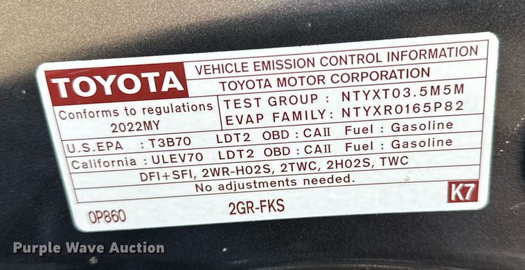 image for item LK9706 2022 Toyota Highlander  SUV