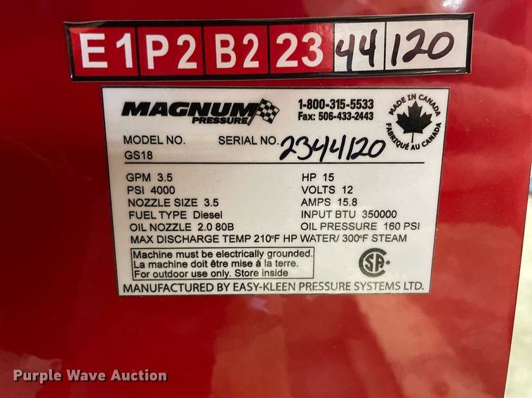 image for item LV9973 2023 Magnum 4000 GS18  pressure washer