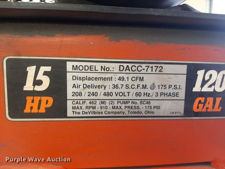 image for item LX9980 DeVilbiss Pro Air Plus DACC-7172  air compressor