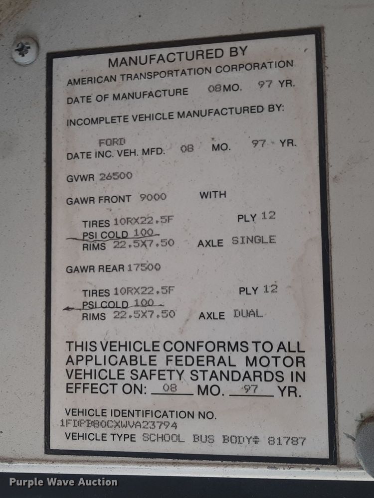 image for item LX9991 1998 Ford  school bus