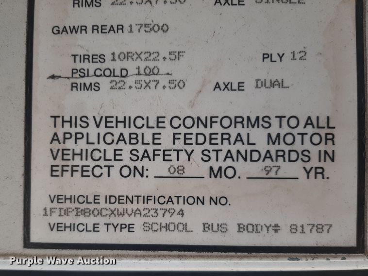 image for item LX9991 1998 Ford  school bus