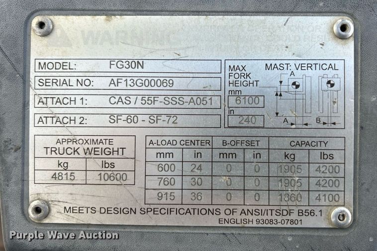 image for item MO9131 2014 Mitsubishi FG30N  forklift
