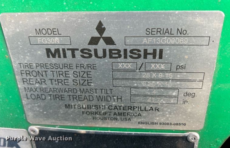 image for item MO9131 2014 Mitsubishi FG30N  forklift