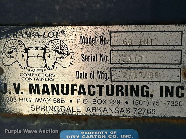 image for item MO9132 Cram-A-Lot 60 INT  cardboard baler