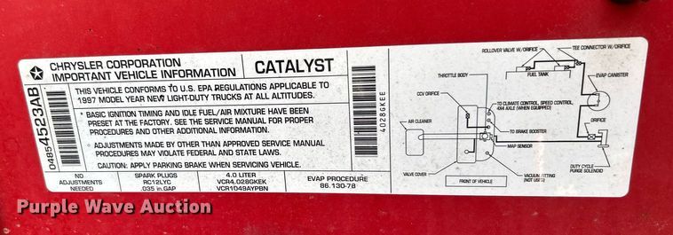 image for item NB9296 1997 Jeep Wrangler Sport  SUV