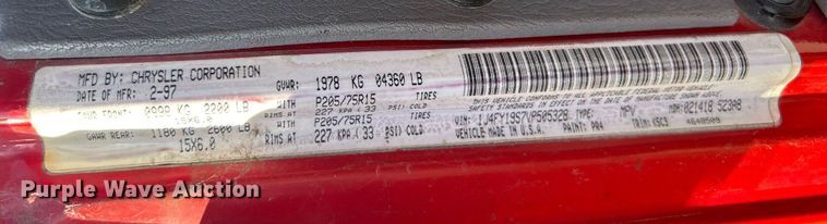 image for item NB9296 1997 Jeep Wrangler Sport  SUV