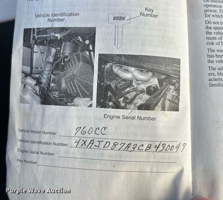 image for item NE9660 2012 Polaris RZR XP  utility vehicle