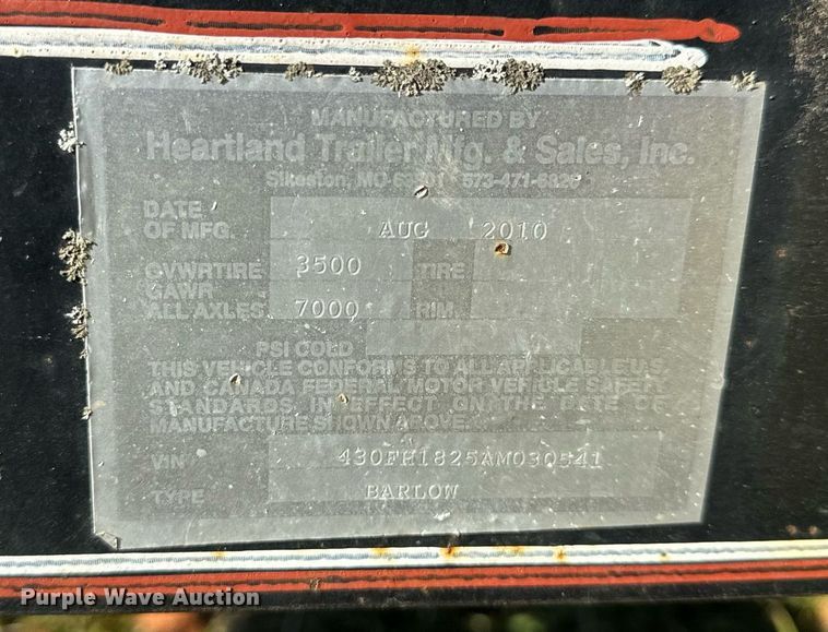 image for item NM9196 2010 Heartland Barlow  utility trailer