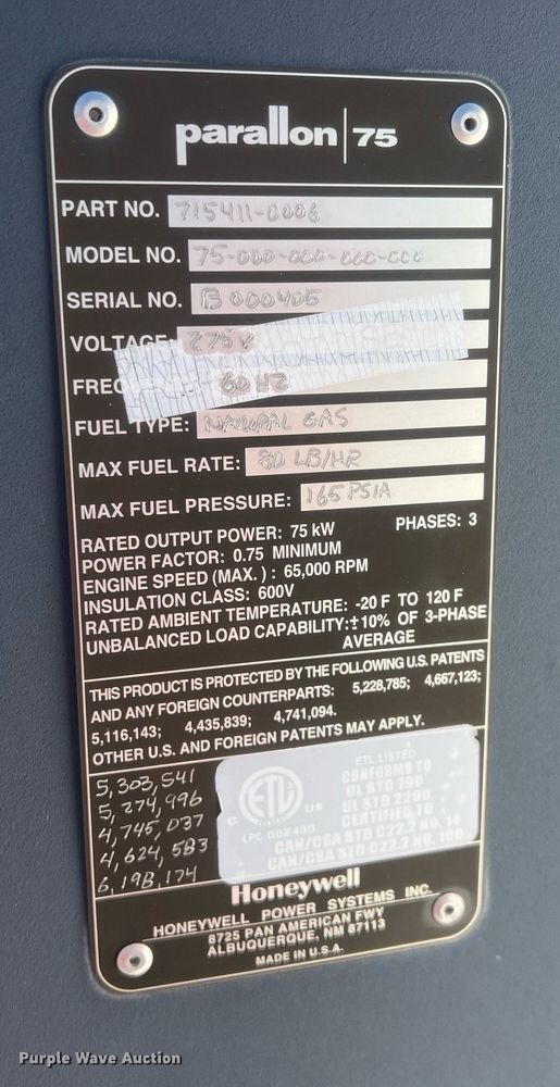image for item NN9342 (2) Honeywell Parallon 75 generators