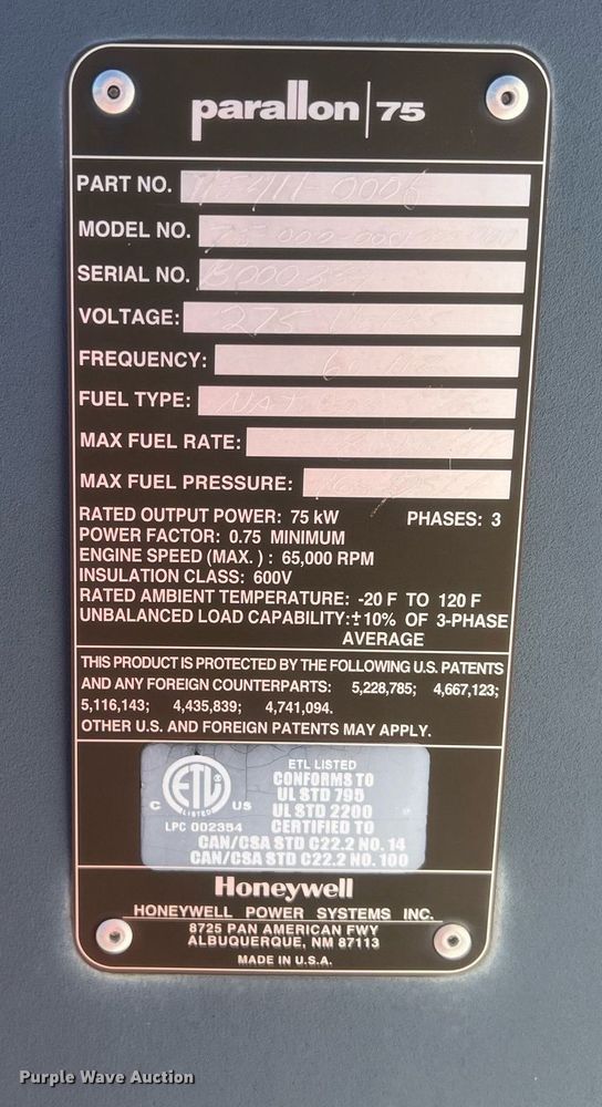 image for item NN9342 (2) Honeywell Parallon 75 generators