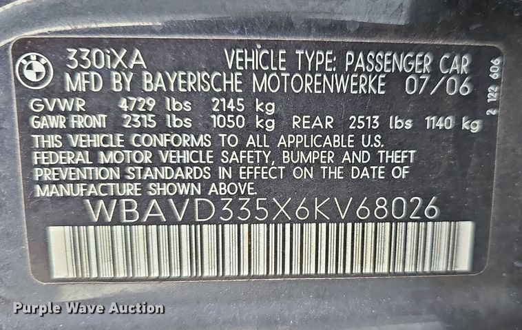 image for item NP9292 2006 BMW 330xi