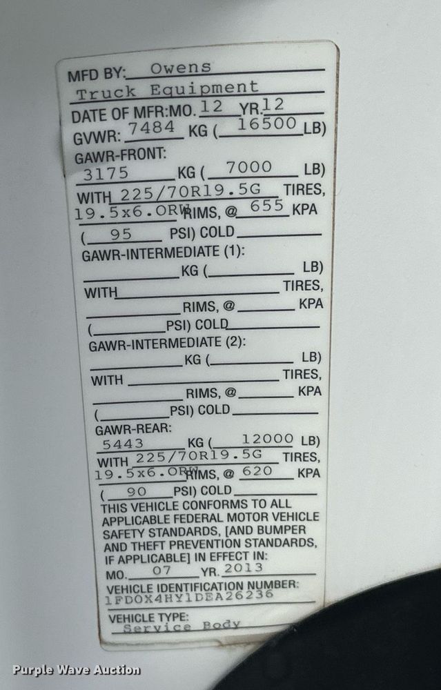 image for item OD9811 2013 Ford F450 Super Duty SuperCab utility / service truck