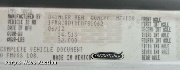 image for item OM9229 2013 Freightliner M2 Business Class  box truck