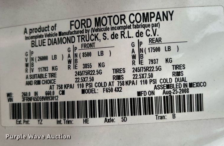 image for item OM9230 2009 Ford F650 Super Duty  box truck