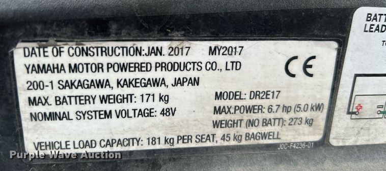 image for item OM9240 2017 Yamaha DR2E17  golf cart