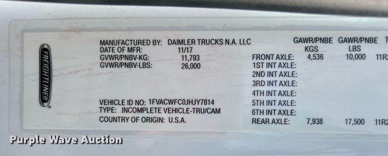 image for item OM9242 2018 Freightliner M2  shuttle bus