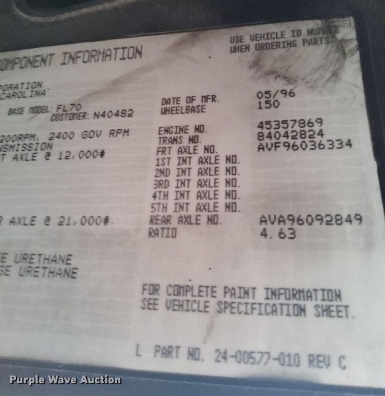 image for item DJ0840 1997 Freightliner FL70  water truck