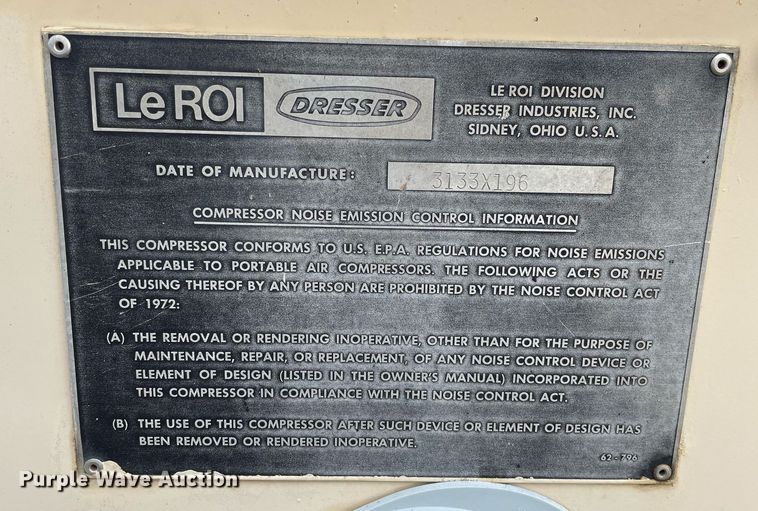 image for item DP0259 Leroi 185  air compressor
