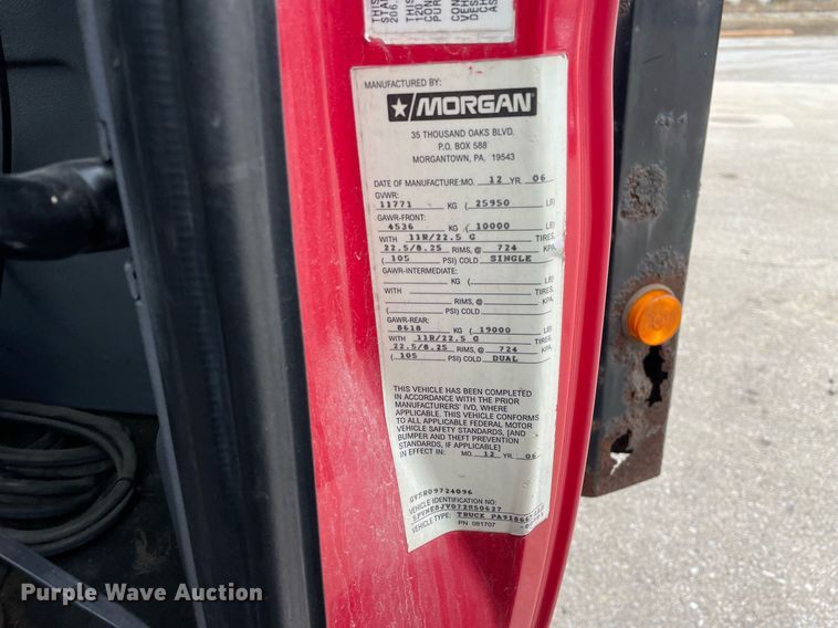 image for item DP0264 2007 Hino 268  flatbed truck with crash attenuator