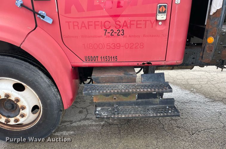 image for item DP0265 2000 International  4700 flatbed truck with crash attenuator