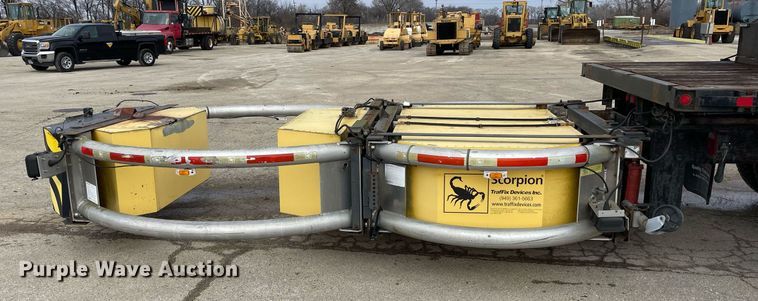 image for item DP0265 2000 International  4700 flatbed truck with crash attenuator