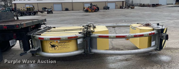 image for item DP0265 2000 International  4700 flatbed truck with crash attenuator