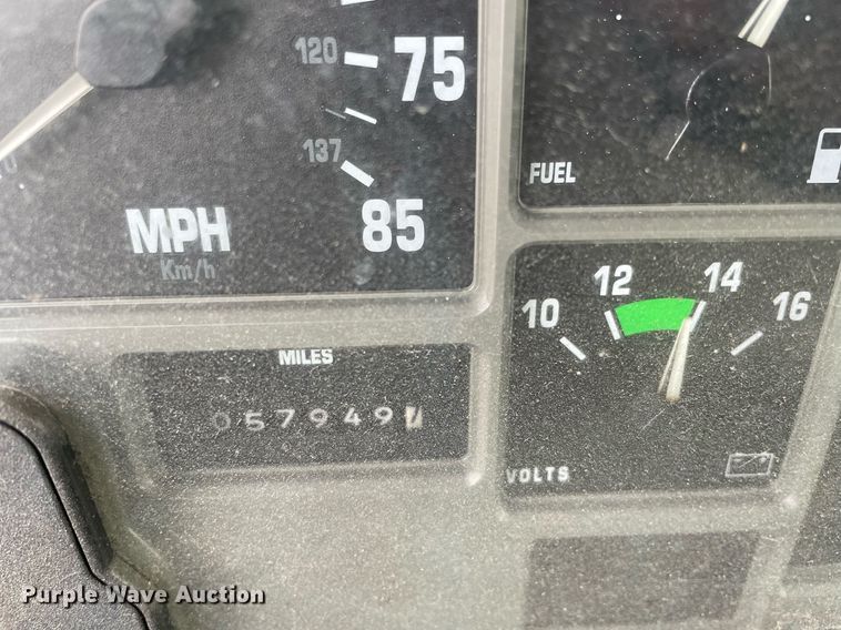 image for item DP0265 2000 International  4700 flatbed truck with crash attenuator