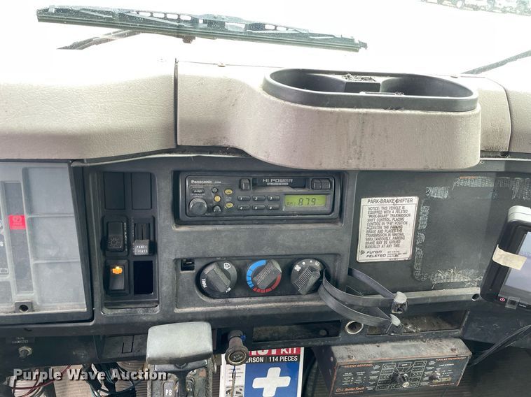 image for item DP0265 2000 International  4700 flatbed truck with crash attenuator