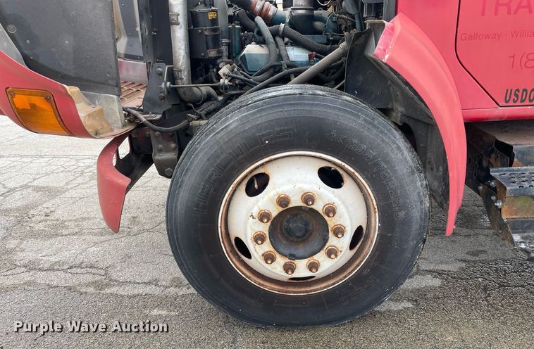 image for item DP0265 2000 International  4700 flatbed truck with crash attenuator