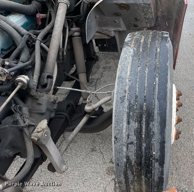 image for item DP0265 2000 International  4700 flatbed truck with crash attenuator