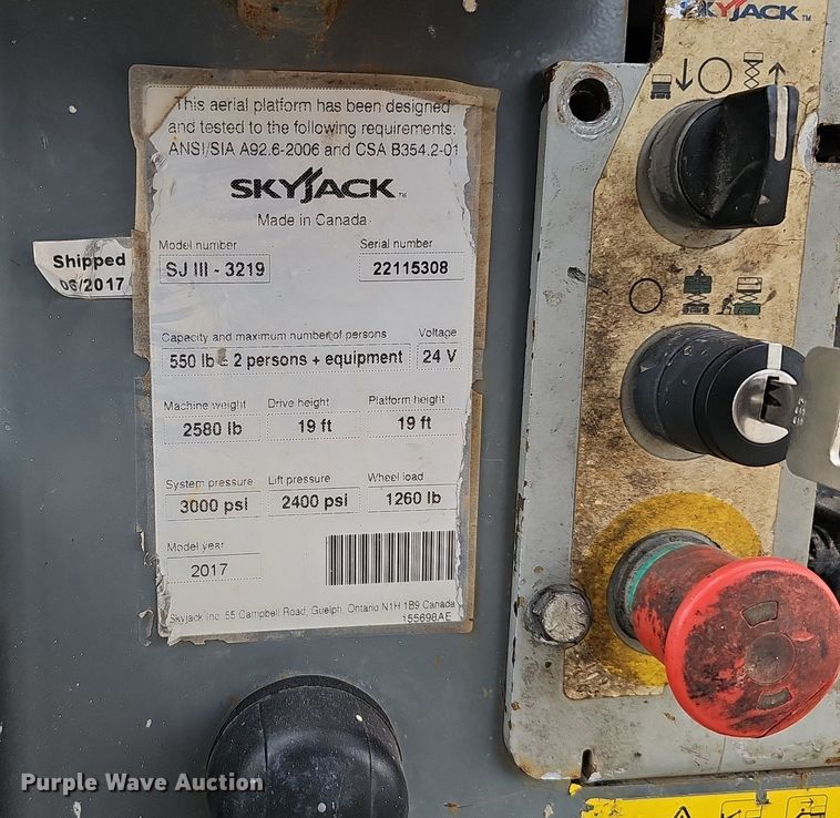 image for item DP0799 2017 Skyjack SJIII 3219  scissor lift