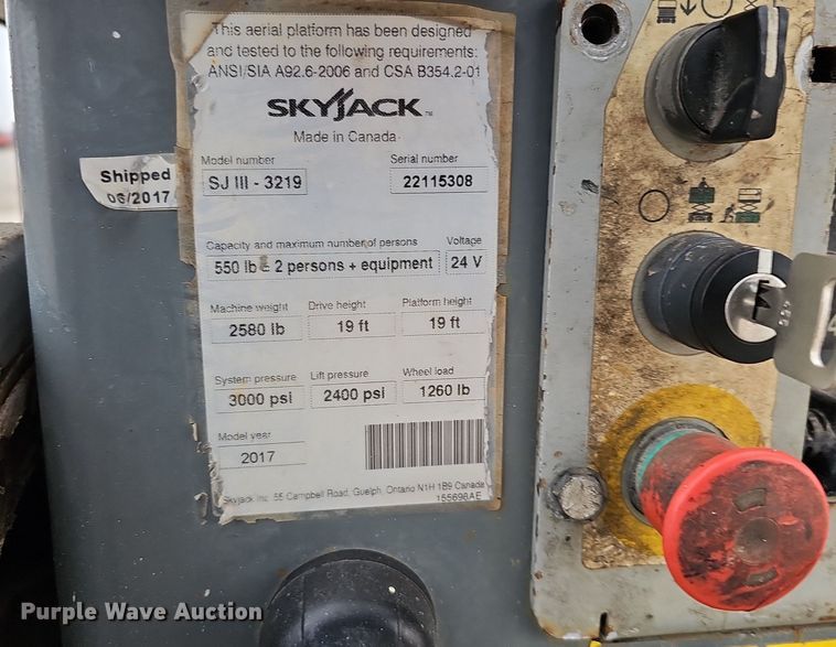 image for item DP0799 2017 Skyjack SJIII 3219  scissor lift