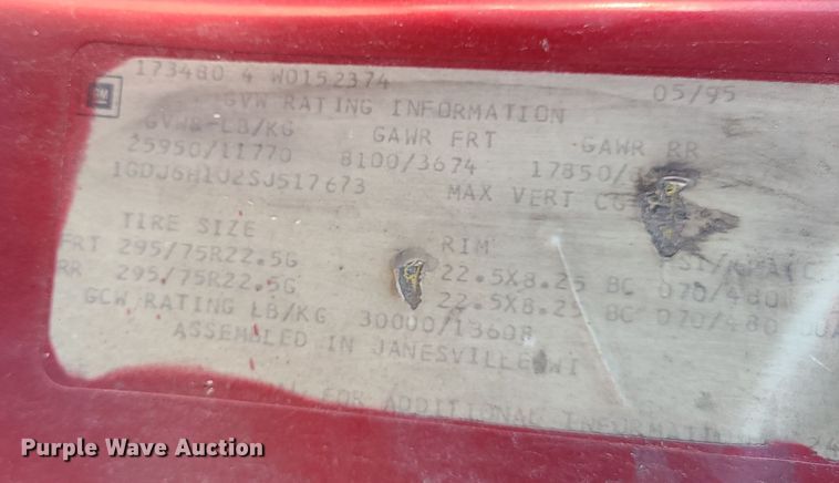 image for item DR7858 1995 GMC TopKick  crane truck