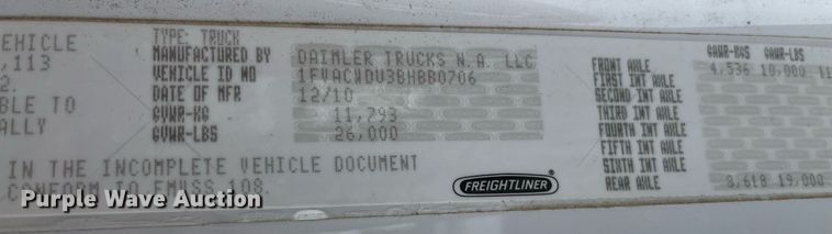 image for item EI0556 2011 Freightliner Business Class M2  forestry bucket truck