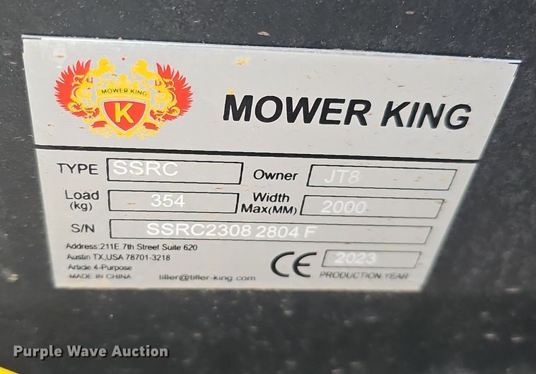 image for item IO9796 2023 Mower King SSRC  skid steer rotary mower