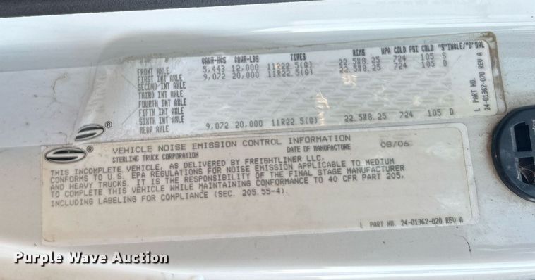 image for item KH9673 2007 Sterling L-Line  dump truck