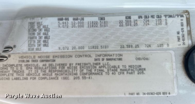 image for item KH9673 2007 Sterling L-Line  dump truck