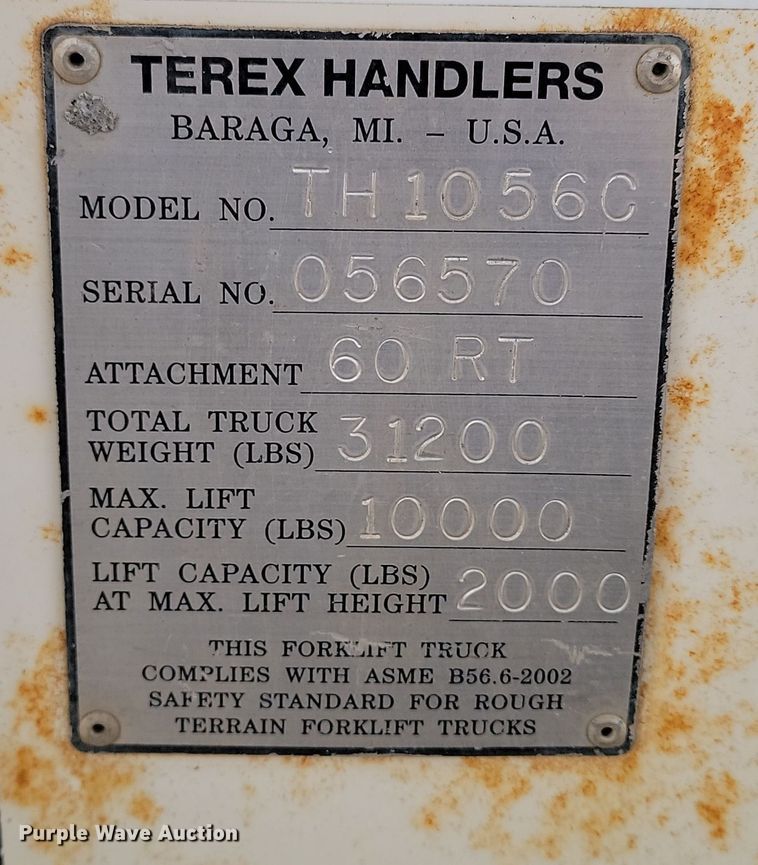 image for item KT9919 2005 Terex TH1056C  telehandler