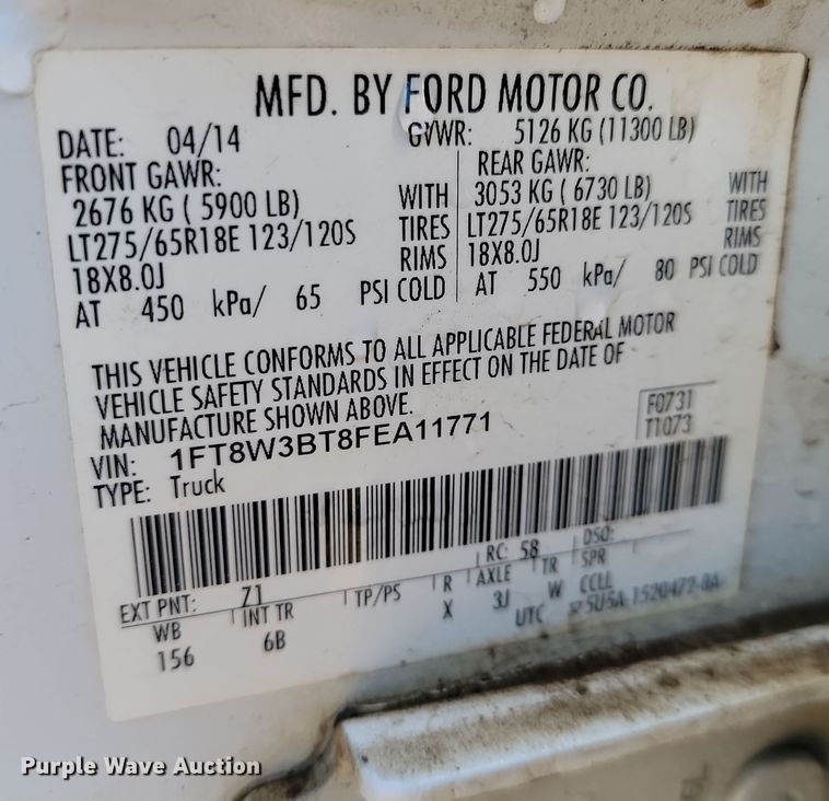 image for item KT9936 2015 Ford F350 Super Duty Lariat  Crew Cab pickup truck