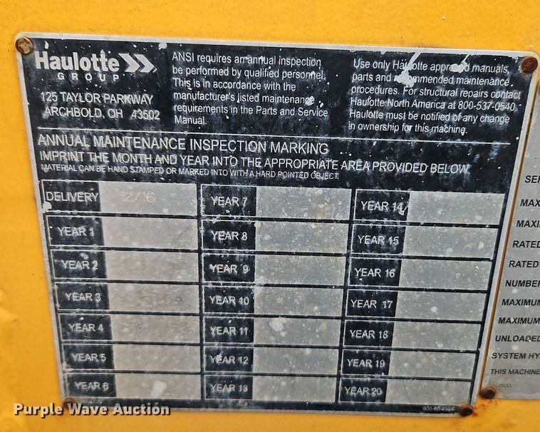 image for item LB9686 2016 Haulotte 4527A  boom lift