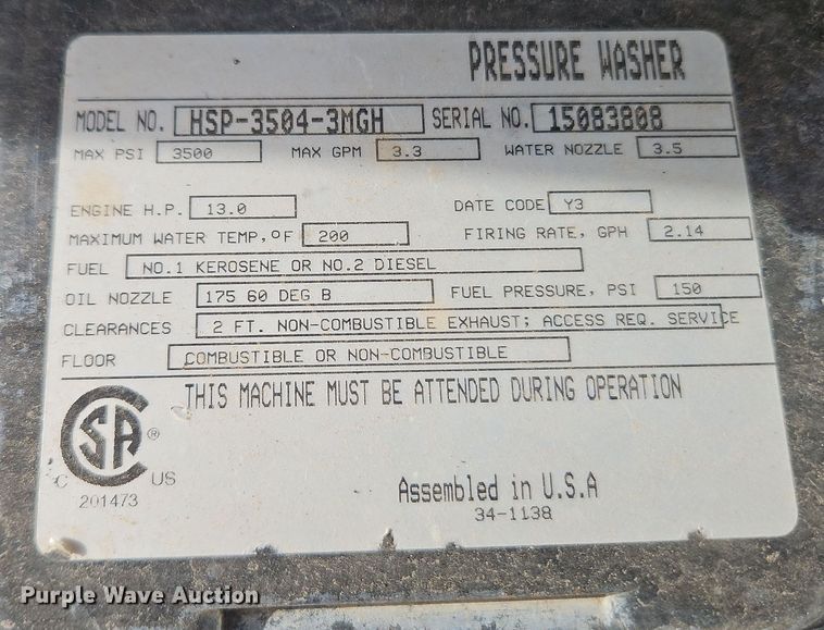 image for item LB9695 Mi-T-M HSP-3504-3MGH  pressure washer